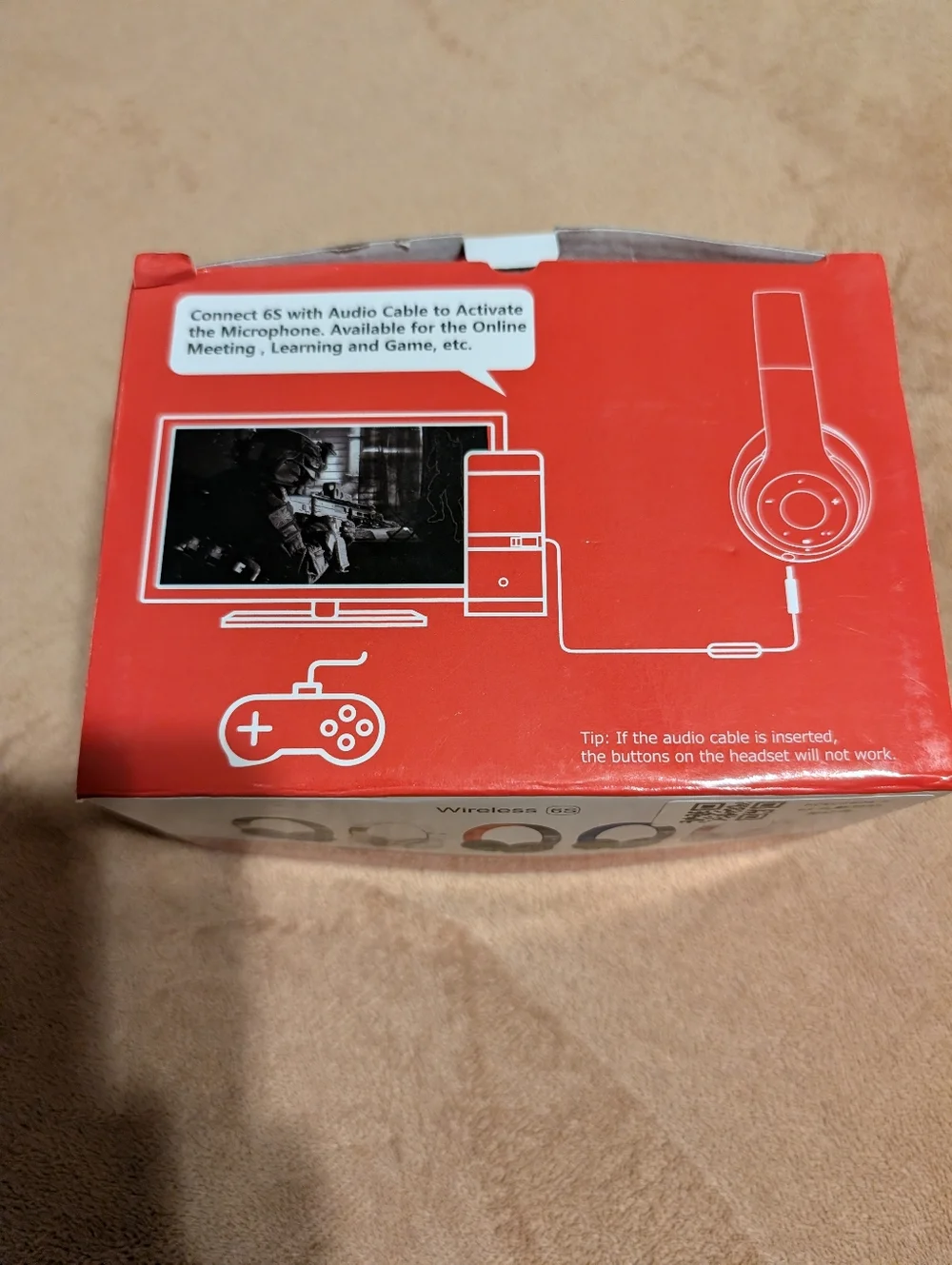 Wireless Foldable Headphones in Red & Black NWOT